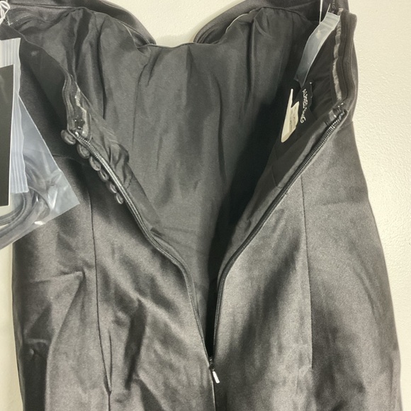 ALFRED SUNG Strapless Satin Black Column Maxi Dress with Bow NWT size 00 - Picture 8 of 14